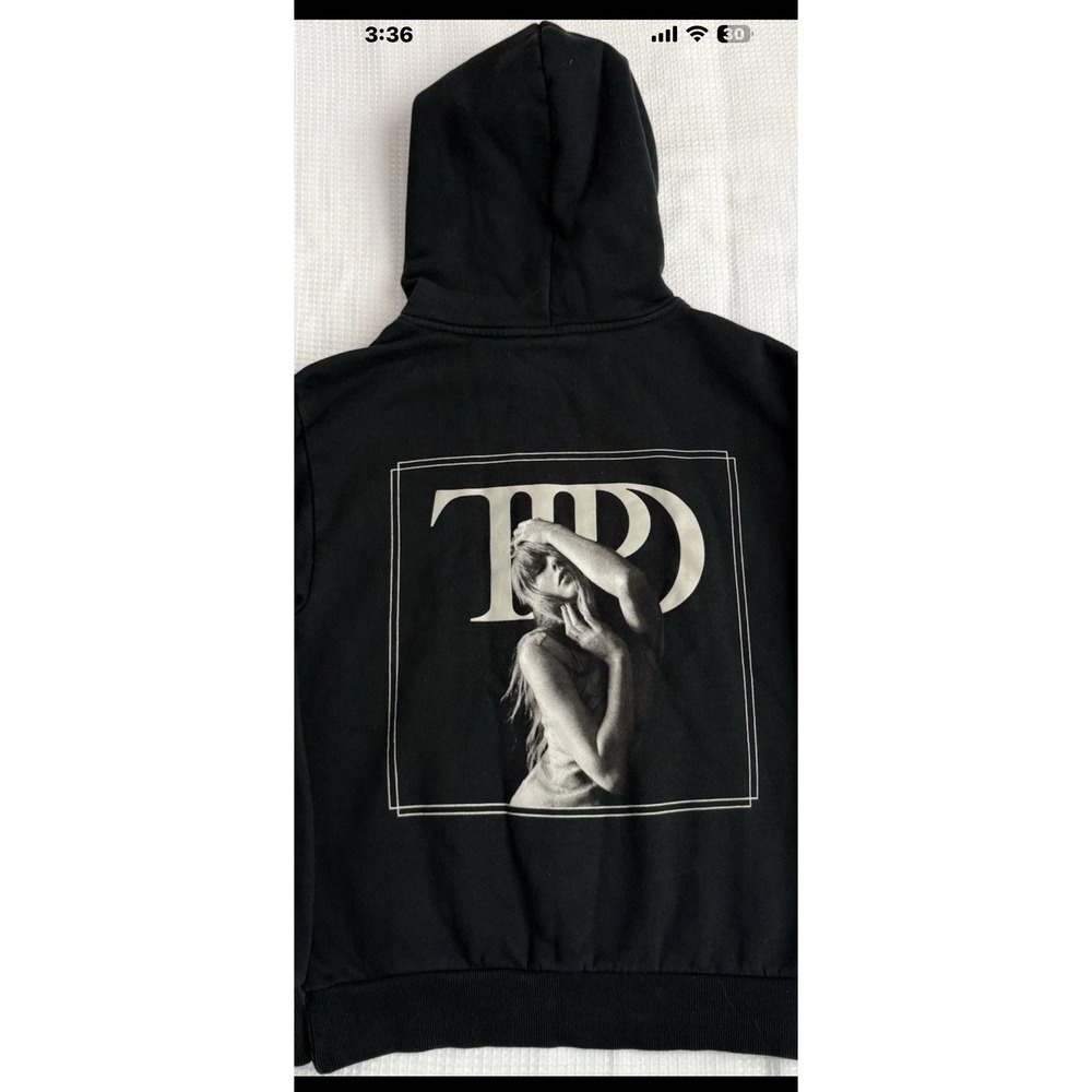 Official Taylor Swift TTPD Logo Black Hoodie Size Medium - The Tortured Poet
